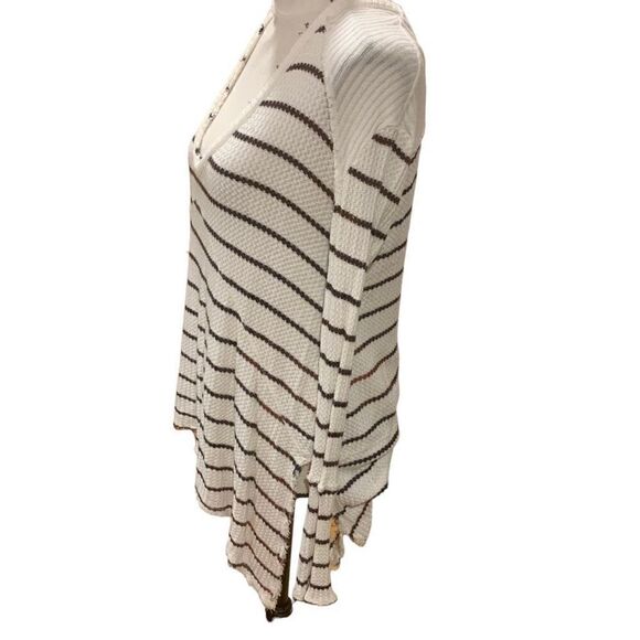 Free People Sunset Park Oversized Thermal Black White‎ Uneven Hem Stretchy XS - Picture 4 of 10